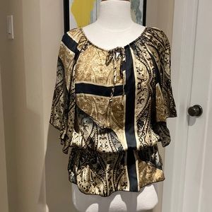 Black and Gold Paisley Top